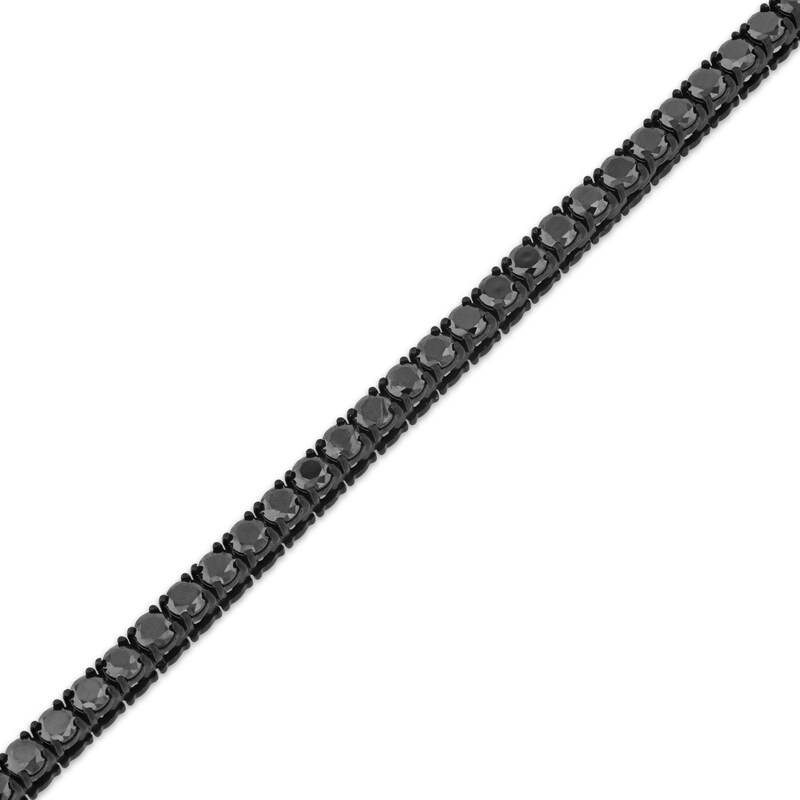 Main Image 2 of Men's Black Spinel Line Necklace Black Ion-Plated Stainless Steel 20"