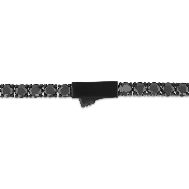 Main Image 3 of Men's Black Spinel Line Necklace Black Ion-Plated Stainless Steel 20"