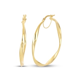Twist Hoop Earrings 10K Yellow Gold 36mm