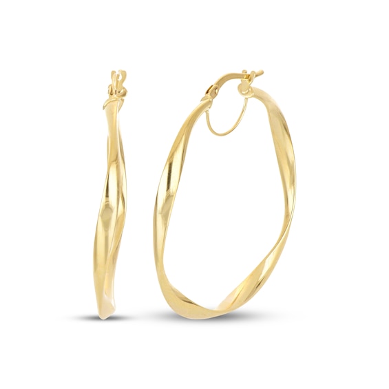Twist Hoop Earrings 10K Yellow Gold 36mm