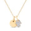 Thumbnail Image 1 of Multi-Diamond Hamsa and Disc Charm Necklace 1/20 ct tw 14K Yellow Gold 18"