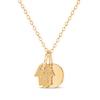 Thumbnail Image 3 of Multi-Diamond Hamsa and Disc Charm Necklace 1/20 ct tw 14K Yellow Gold 18"