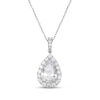 Thumbnail Image 1 of Pear-Shaped White Lab-Created Sapphire Halo Necklace Sterling Silver 18"