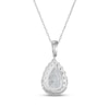 Thumbnail Image 3 of Pear-Shaped White Lab-Created Sapphire Halo Necklace Sterling Silver 18"