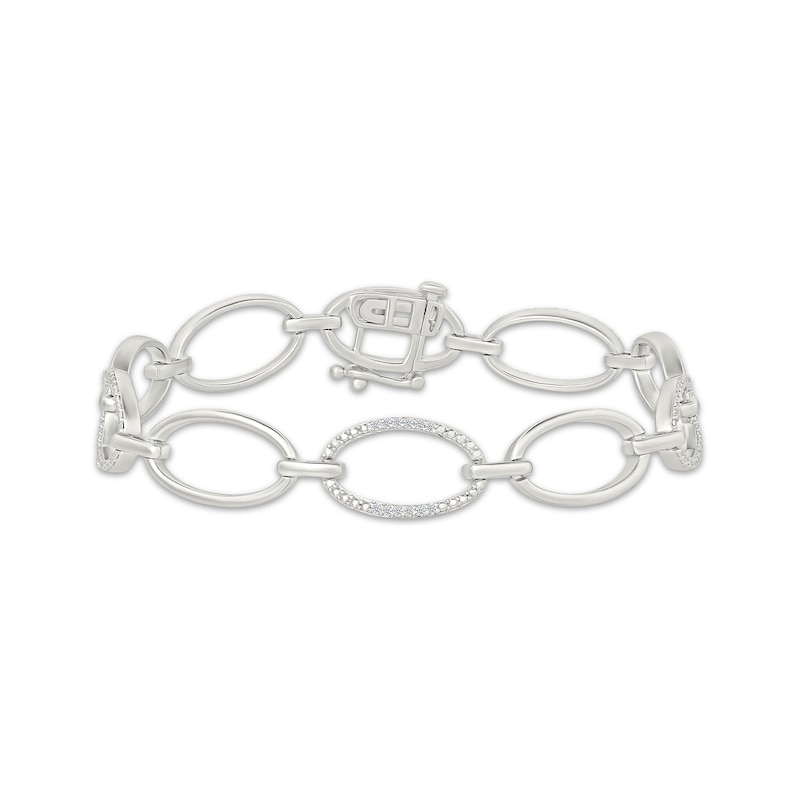 Main Image 1 of Diamond Oval Link Bracelet 1/4 ct tw Sterling Silver 7"