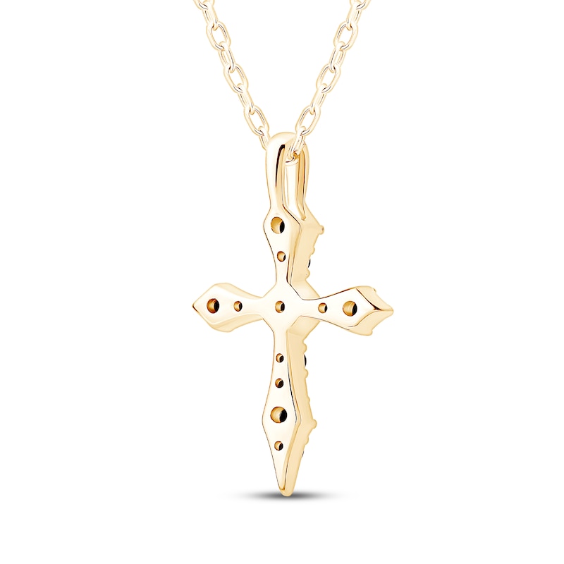 Main Image 3 of Black Diamond Cross Necklace 1/8 ct tw 10K Yellow Gold 18"