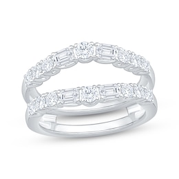 Adore Lab-Grown Diamonds Round & Emerald-Cut Enhancer Ring 1 ct tw 14K White Gold