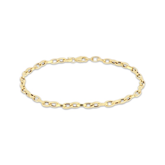 4mm Oval Link Chain Bracelet Hollow 10K Yellow Gold 7.5"