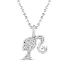 Barbie Diamond Silhouette Necklace 1/10 ct tw Sterling Silver 18"