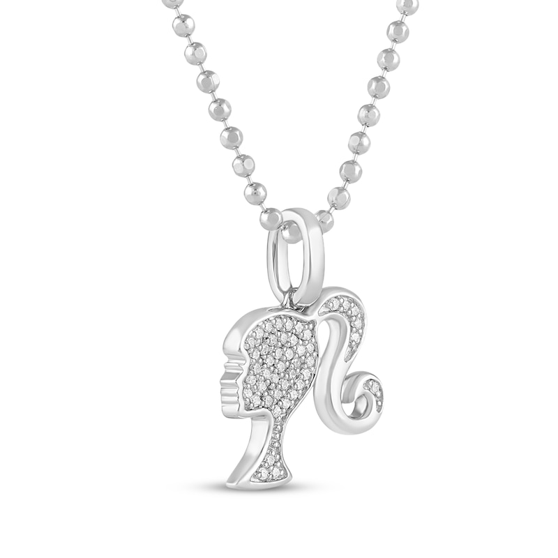 Main Image 2 of Barbie Diamond Silhouette Necklace 1/10 ct tw Sterling Silver 18"