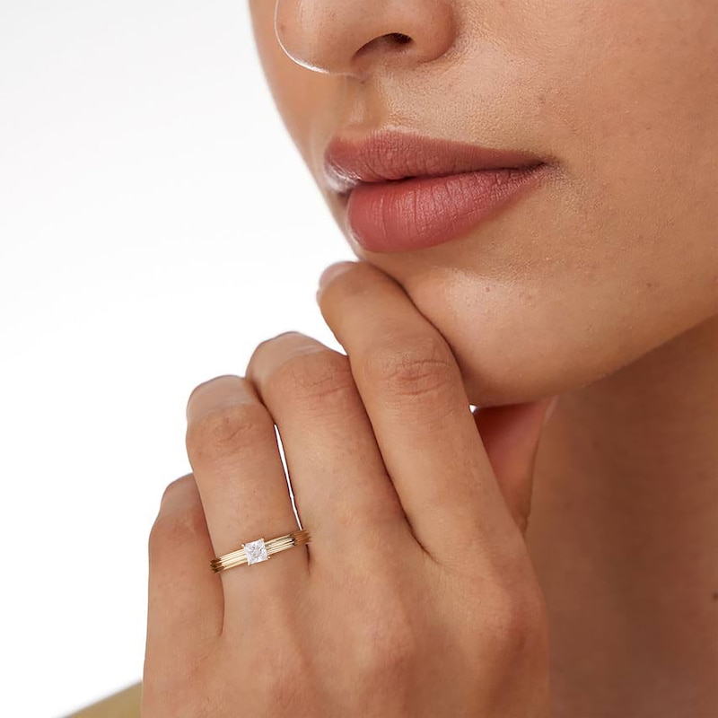 Main Image 4 of Adore Lab-Grown Diamonds Princess-Cut Solitaire Ring 1/2 ct tw 14K Yellow Gold (F/VS2)