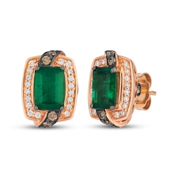 Le Vian Emerald-Cut Emerald Earrings 1/3 ct tw Diamonds 14K Strawberry Gold