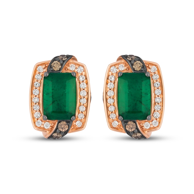 Main Image 2 of Le Vian Emerald-Cut Emerald Earrings 1/3 ct tw Diamonds 14K Strawberry Gold