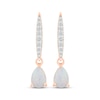 Thumbnail Image 2 of Pear-Shaped Lab-Created Opal & Diamond Drop Earrings 1/8 ct tw 10K Rose Gold