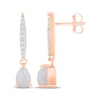 Thumbnail Image 3 of Pear-Shaped Lab-Created Opal & Diamond Drop Earrings 1/8 ct tw 10K Rose Gold