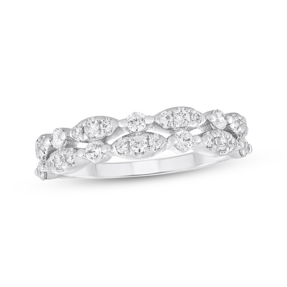 Adore Diamond Two-Row Alternating Anniversary Ring 1/2 ct tw 10K White Gold