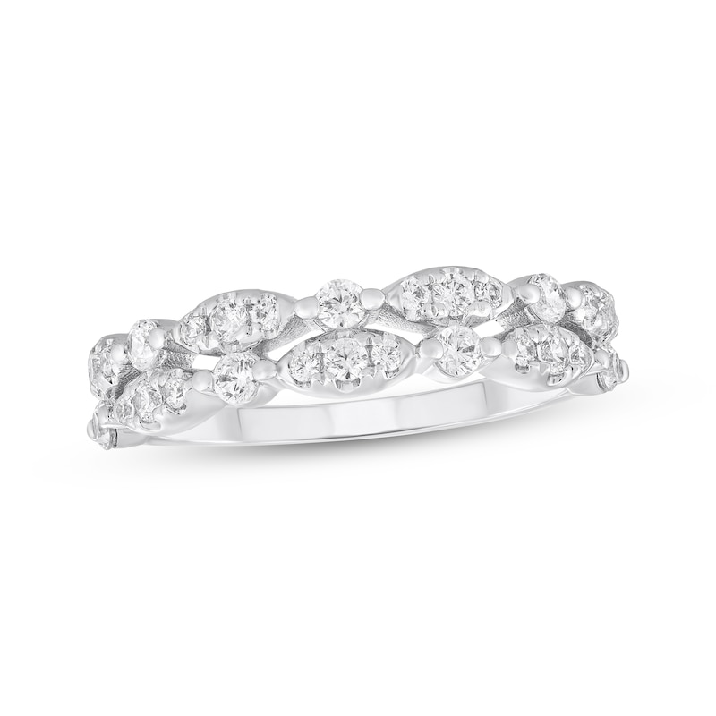 Main Image 1 of Adore Diamond Two-Row Alternating Anniversary Ring 1/2 ct tw 10K White Gold