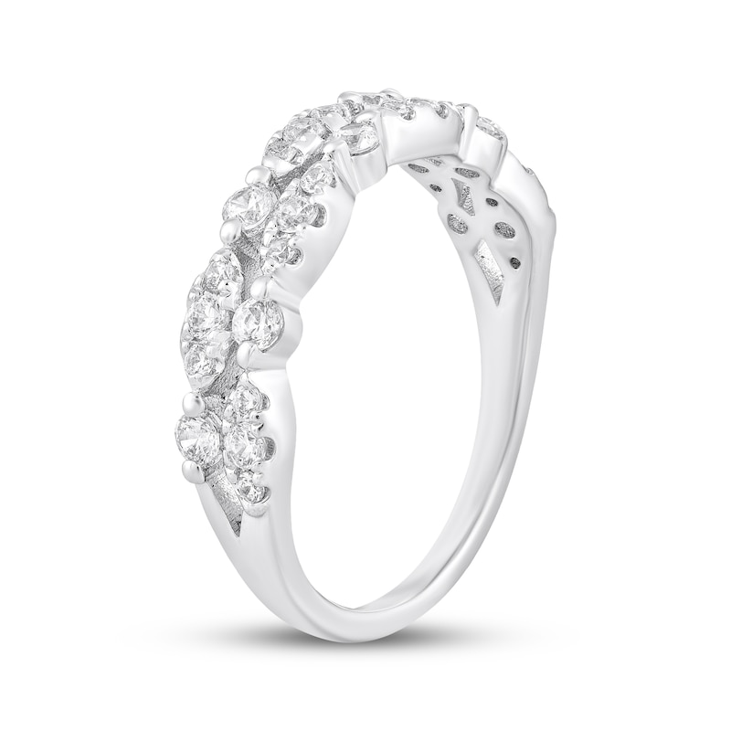 Main Image 2 of Adore Diamond Two-Row Alternating Anniversary Ring 1/2 ct tw 10K White Gold