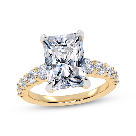 Lab-Grown Diamonds Radiant-Cut Engagement Ring 3-3/4 ct tw 14K Yellow Gold
