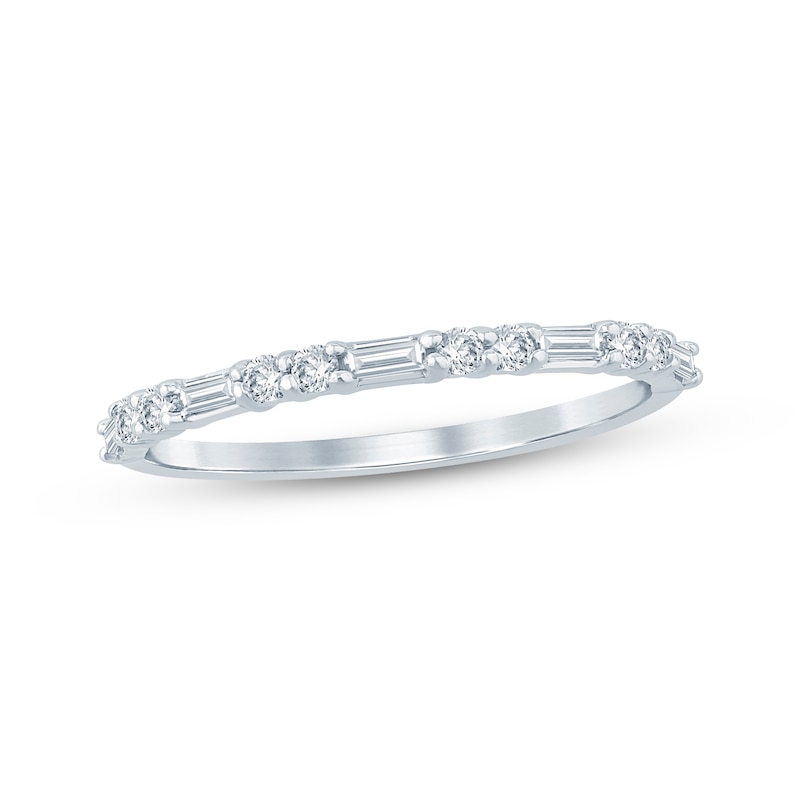 Main Image 1 of Adore Lab-Grown Diamonds Round & Baguette-Cut Anniversary Ring 1/3 ct tw 10K White Gold