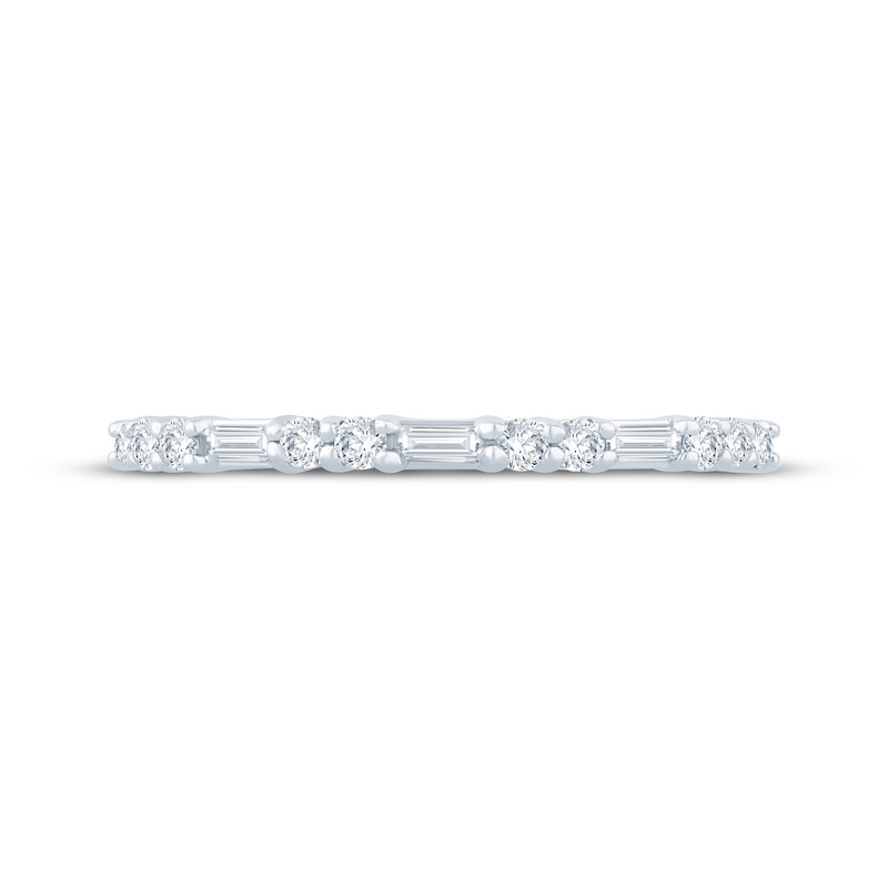 Main Image 3 of Adore Lab-Grown Diamonds Round & Baguette-Cut Anniversary Ring 1/3 ct tw 10K White Gold