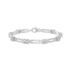 Thumbnail Image 1 of Oval-Cut White Lab-Created Sapphire Paperclip Chain Bracelet Sterling Silver 7.25"
