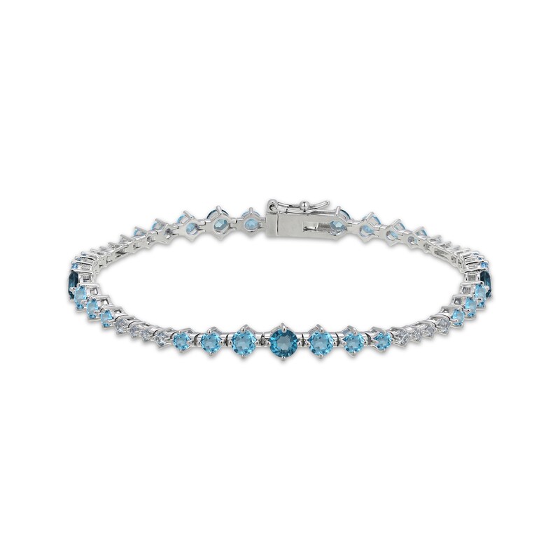 Main Image 1 of London, Swiss & Sky Blue Topaz Graduated Bracelet Sterling Silver 7.25"