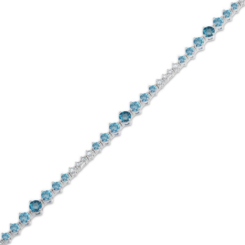 Main Image 2 of London, Swiss & Sky Blue Topaz Graduated Bracelet Sterling Silver 7.25"