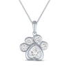 Thumbnail Image 2 of Heart-Shaped & Round-Cut White Lab-Created Sapphire Paw Print Necklace Sterling Silver 18"