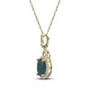 Thumbnail Image 2 of Oval-Cut Blue Topaz & Diamond Drop Necklace 1/10 ct tw 10K Yellow Gold 18"