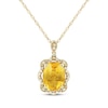 Thumbnail Image 1 of Oval-Cut Citrine & Diamond Scallop Frame Necklace 1/10 ct tw 10K Yellow Gold 18"