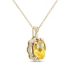 Thumbnail Image 2 of Oval-Cut Citrine & Diamond Scallop Frame Necklace 1/10 ct tw 10K Yellow Gold 18"