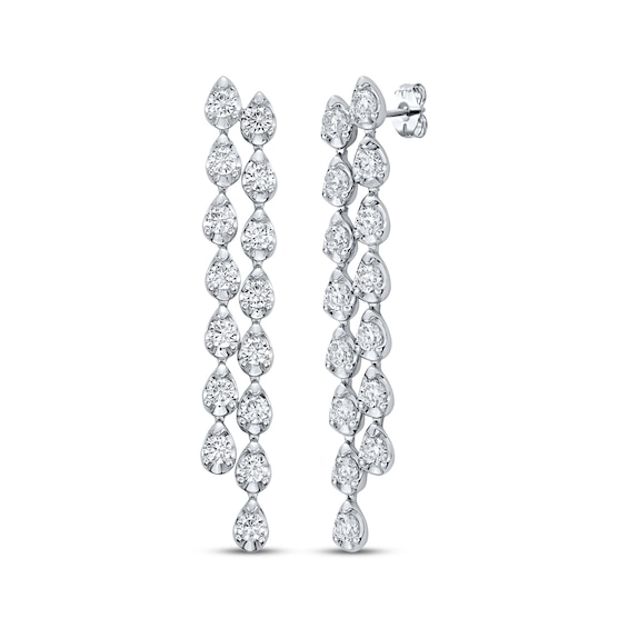 KAY Lab-Grown Diamonds Staggered Double Drop Earrings 3 ct tw 14K White Gold