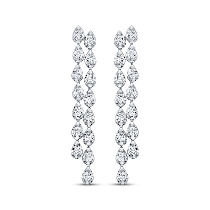 Main Image 2 of KAY Lab-Grown Diamonds Staggered Double Drop Earrings 3 ct tw 14K White Gold