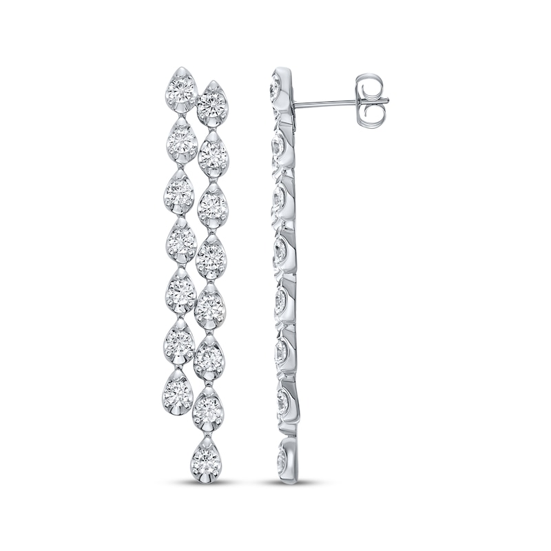 Main Image 3 of KAY Lab-Grown Diamonds Staggered Double Drop Earrings 3 ct tw 14K White Gold