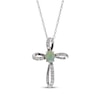Thumbnail Image 1 of Oval-Cut Opal & Diamond Cross Necklace 1/10 ct tw 10K White Gold 18"