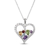Thumbnail Image 1 of Multi-Shape Citrine, Peridot, Amethyst, Sky Blue Topaz, Garnet & White Lab-Created Sapphire Cluster Heart Necklace Sterling Silver 18"