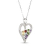 Thumbnail Image 2 of Multi-Shape Citrine, Peridot, Amethyst, Sky Blue Topaz, Garnet & White Lab-Created Sapphire Cluster Heart Necklace Sterling Silver 18"