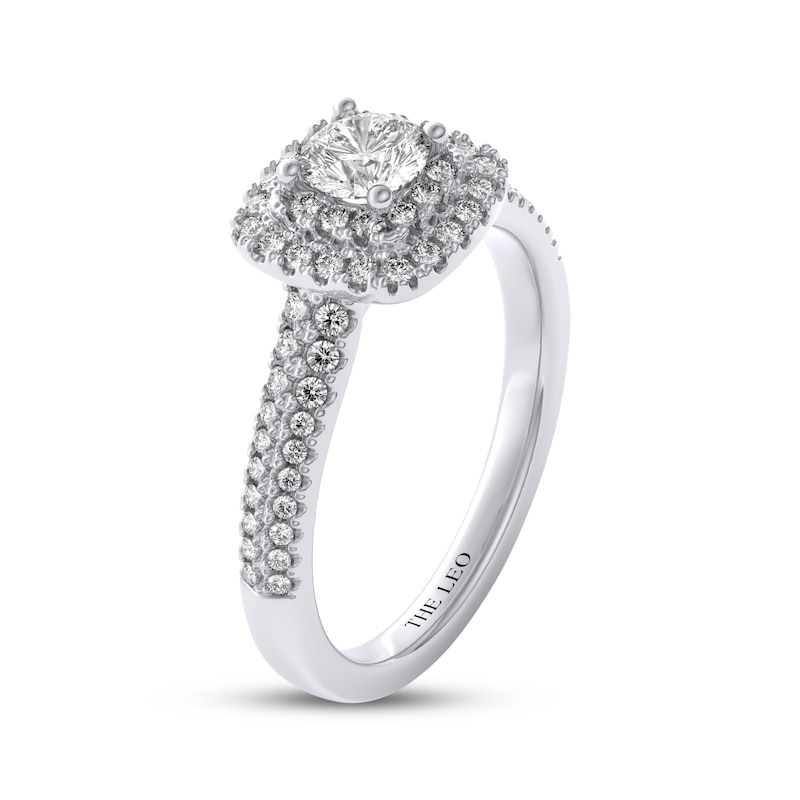 Main Image 2 of THE LEO Diamond Round-Cut Cushion Double Halo Engagement Ring 3/4 ct tw 14K White Gold