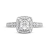 Thumbnail Image 3 of THE LEO Diamond Round-Cut Cushion Double Halo Engagement Ring 3/4 ct tw 14K White Gold