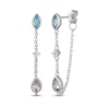 Thumbnail Image 1 of Marquise-Cut Swiss Blue Topaz & Pear-Shaped Amethyst Chain Front-Back Earrings Sterling Silver