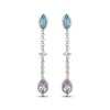 Thumbnail Image 2 of Marquise-Cut Swiss Blue Topaz & Pear-Shaped Amethyst Chain Front-Back Earrings Sterling Silver