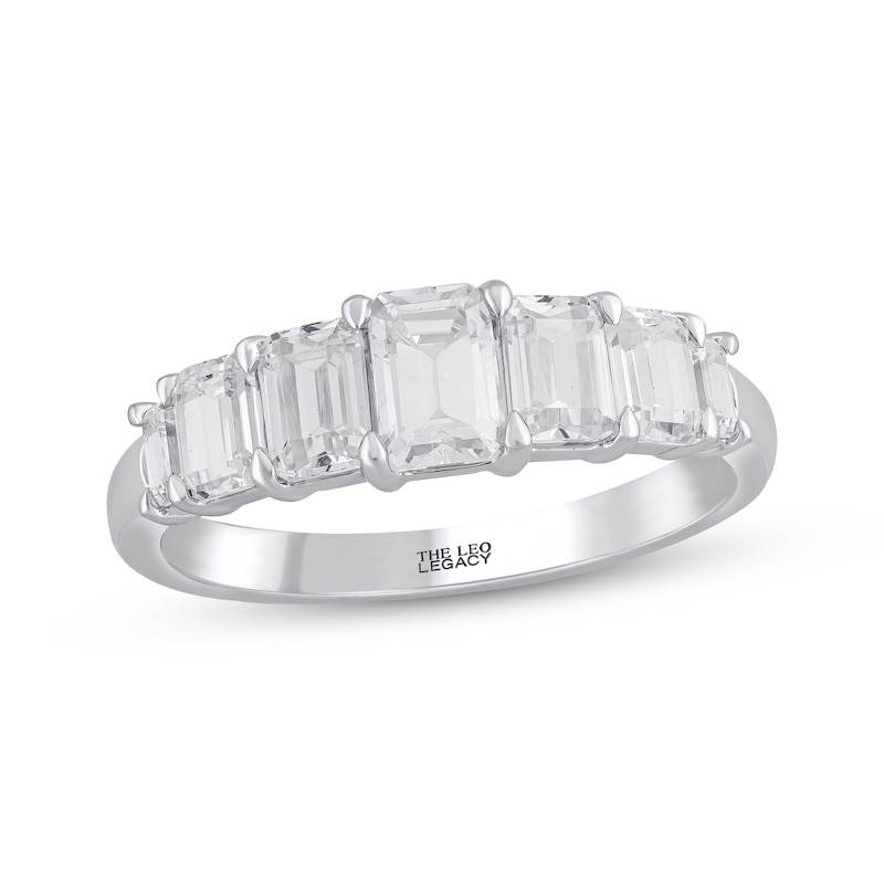 Main Image 1 of THE LEO Legacy Lab-Grown Diamond Emerald-Cut Graduated Anniversary Ring 1-3/4 ct tw 14K White Gold