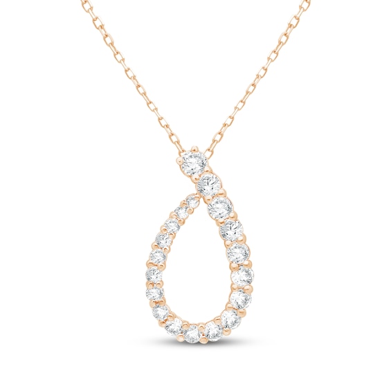 KAY Lab-Grown Diamonds Graduated Teardrop Necklace 1/2 ct tw 14K Rose Gold 18"