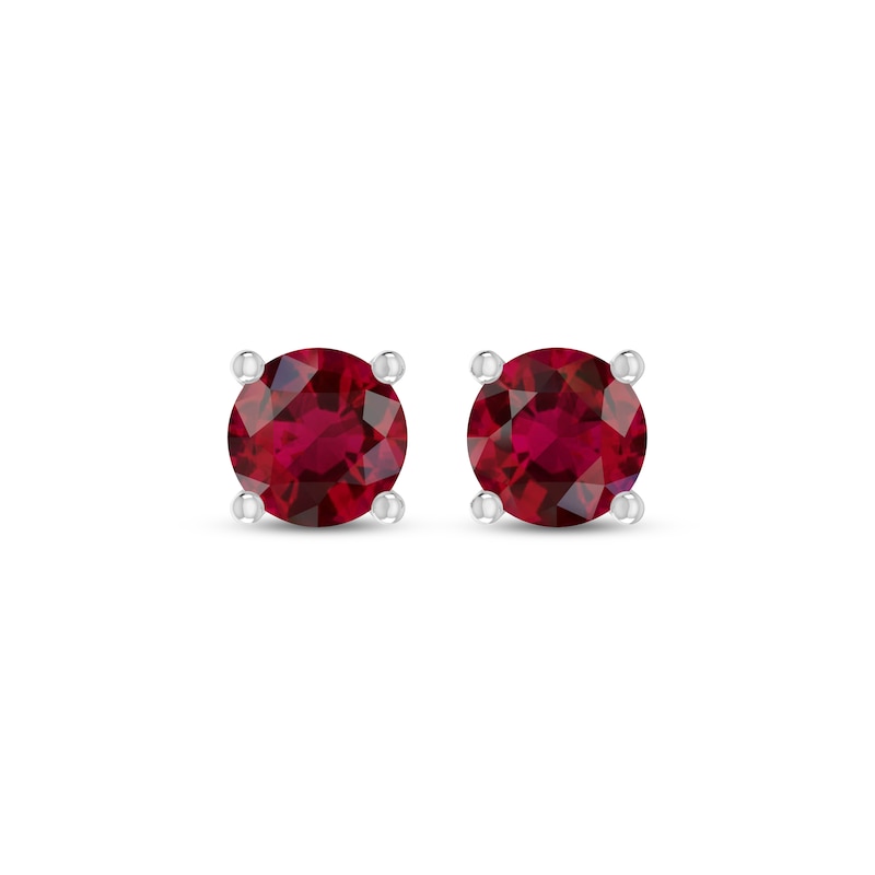 Main Image 2 of Lab-Created Ruby Solitaire Stud Earrings Sterling Silver