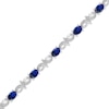 Thumbnail Image 2 of Oval-Cut Blue Lab-Created Sapphire & Diamond Accent Swirl Link Bracelet Sterling Silver 7.5"