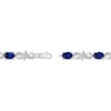 Thumbnail Image 3 of Oval-Cut Blue Lab-Created Sapphire & Diamond Accent Swirl Link Bracelet Sterling Silver 7.5"