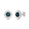 Thumbnail Image 1 of Cushion-Cut London Blue Topaz & White Lab-Created Sapphire Starburst Stud Earrings Sterling Silver