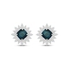 Thumbnail Image 2 of Cushion-Cut London Blue Topaz & White Lab-Created Sapphire Starburst Stud Earrings Sterling Silver