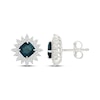 Thumbnail Image 3 of Cushion-Cut London Blue Topaz & White Lab-Created Sapphire Starburst Stud Earrings Sterling Silver